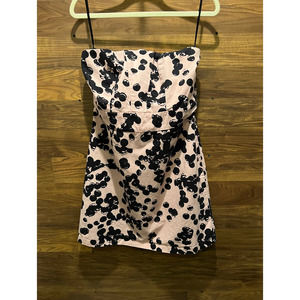 Strapless Dress Pink & Black Print Above Knee The Limited Women's Size 14